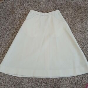 True vintage‎ 70s cream polyester A-line skirt, size XS/S